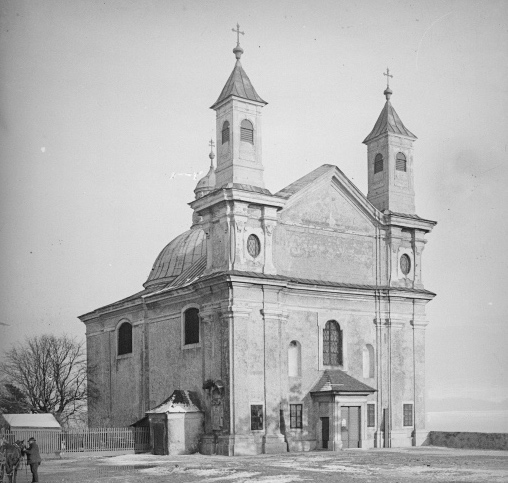 Altes Bild der Kirche am Leopoldsberg als Vorderansicht